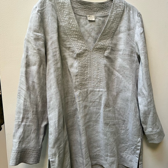 Poetry Light Grey V-Neck Blouse - Picture 3 of 6